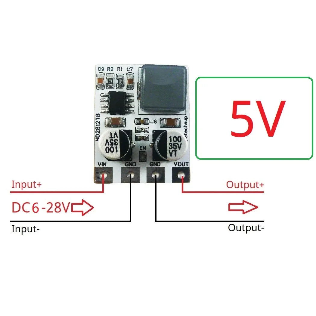 ND2812TB 5A Synchronous Buck Converter – DC 5-30V to 3.3V/5V/12V Adjustable Step-Down Regulator with 94% Efficiency for Motor LED E-Bike