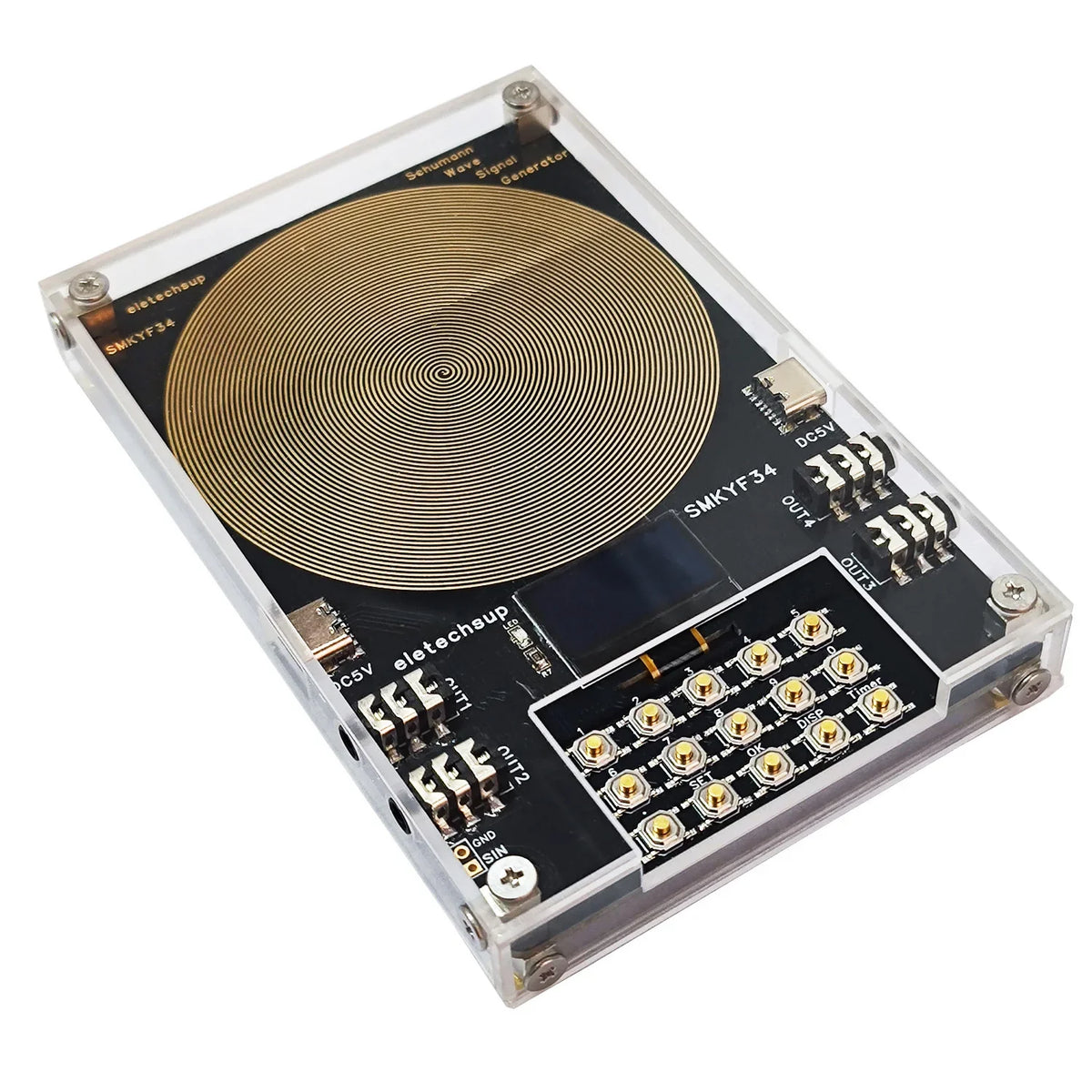SMKYF34 4CH 0.01-500KHz High-Precision 7.83 Resonance Generator Ultra Low Frequency OLED Generator Resonator Meditation Sleep Aid Device
