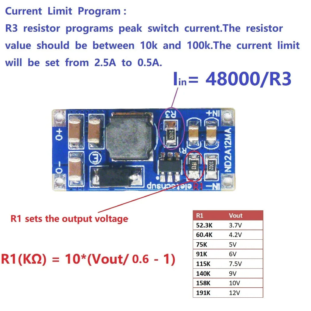 8W DC-DC Boost Converter Module ND2A12MA, 2.6-6V Input to 5V/8.4V/12V/12.6V Output, Adjustable Current Limit 0.5-2.5A, UVLO/OVP/SCP