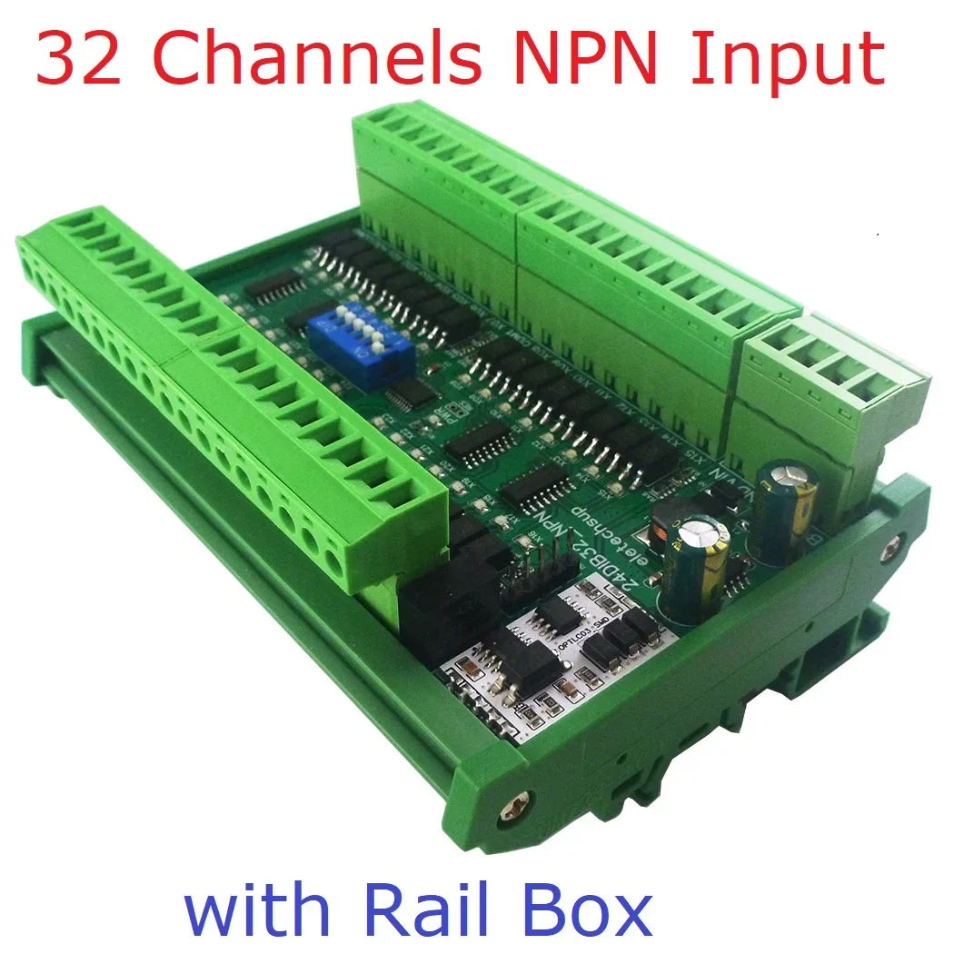 24DIA16 24DIB32 24DIC48 16-48CH Digital Input Module – NPN/PNP Switch PLC IO Expansion Board with 3000VDC Isolation RS485 Modbus RTU
