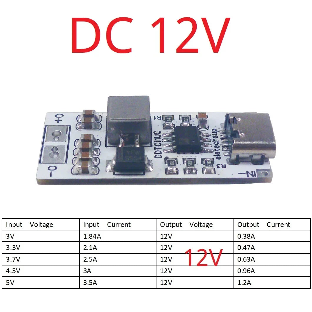 DDTC11UC 14W Type-C 5V to 6V 8.4V 9V 12V Step-Up DC-DC Boost Converter Voltage Regulator Module for DIY Arduino Mobile Charger