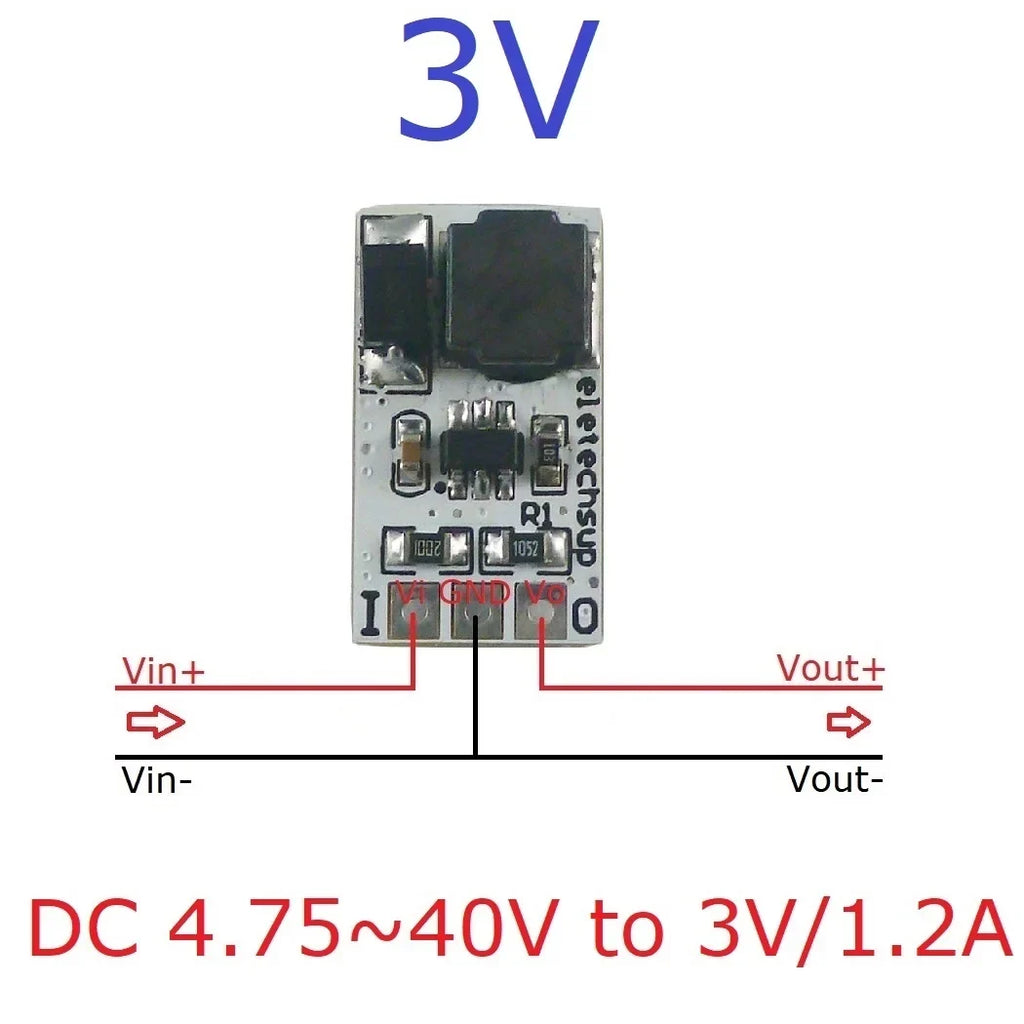 DD4012SA_PRO 1A DC-DC Buck Converter – 5-40V to 3V/3.3V/5V/12V Adjustable Step-Down Module for 18650 Li-ion LiFePO4 Battery Power