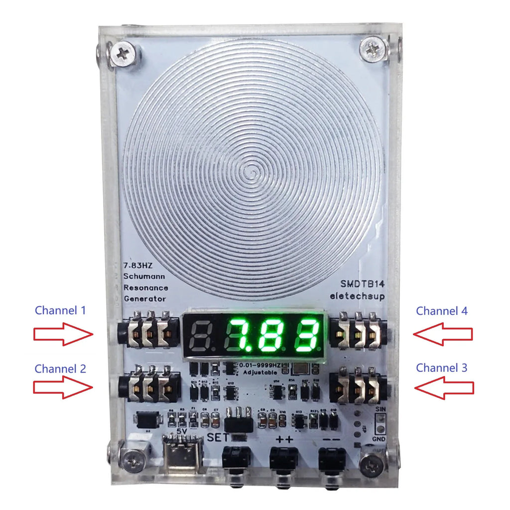 SMDTB14 4CH 7.83Hz Schumann Resonance Pure Sine Wave Generator Adjustable 0.01-9999Hz DAC Type-C Audio Output