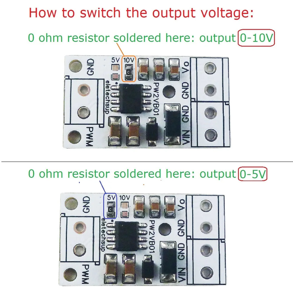 PW1VA01 PWM to 0-5V/0-10V Analog Voltage Converter Module, 3.3V/5V PWM Signal Input DC 10-30V for Arduino PLC Raspberry Pi ESP32 NodeMCU