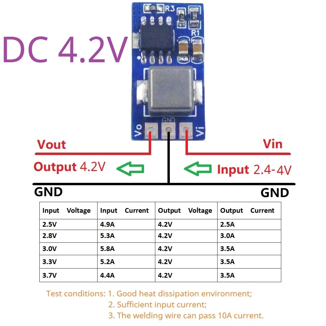 ND3A05SD 17W Synchronous Boost Converter – 2.4-4.5V to 5V/3.5A Step-Up DC-DC Module with 91% Efficiency for Arduino ESP32 Li-ion Battery