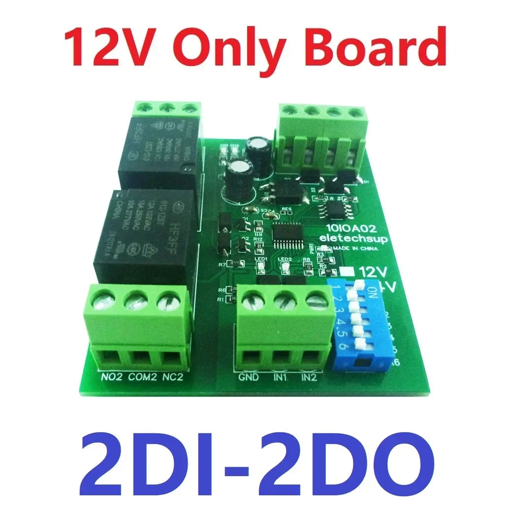 DC 12V 1/2/4/8/12 Channel Isolation DI-DO PLC IO Expanding Board RS485 Relay Module 10IOA01 10IOA02 10IOA04 10IOA08 10IOA12 Modbus RTU Code 01 05 15 02 03 06 16