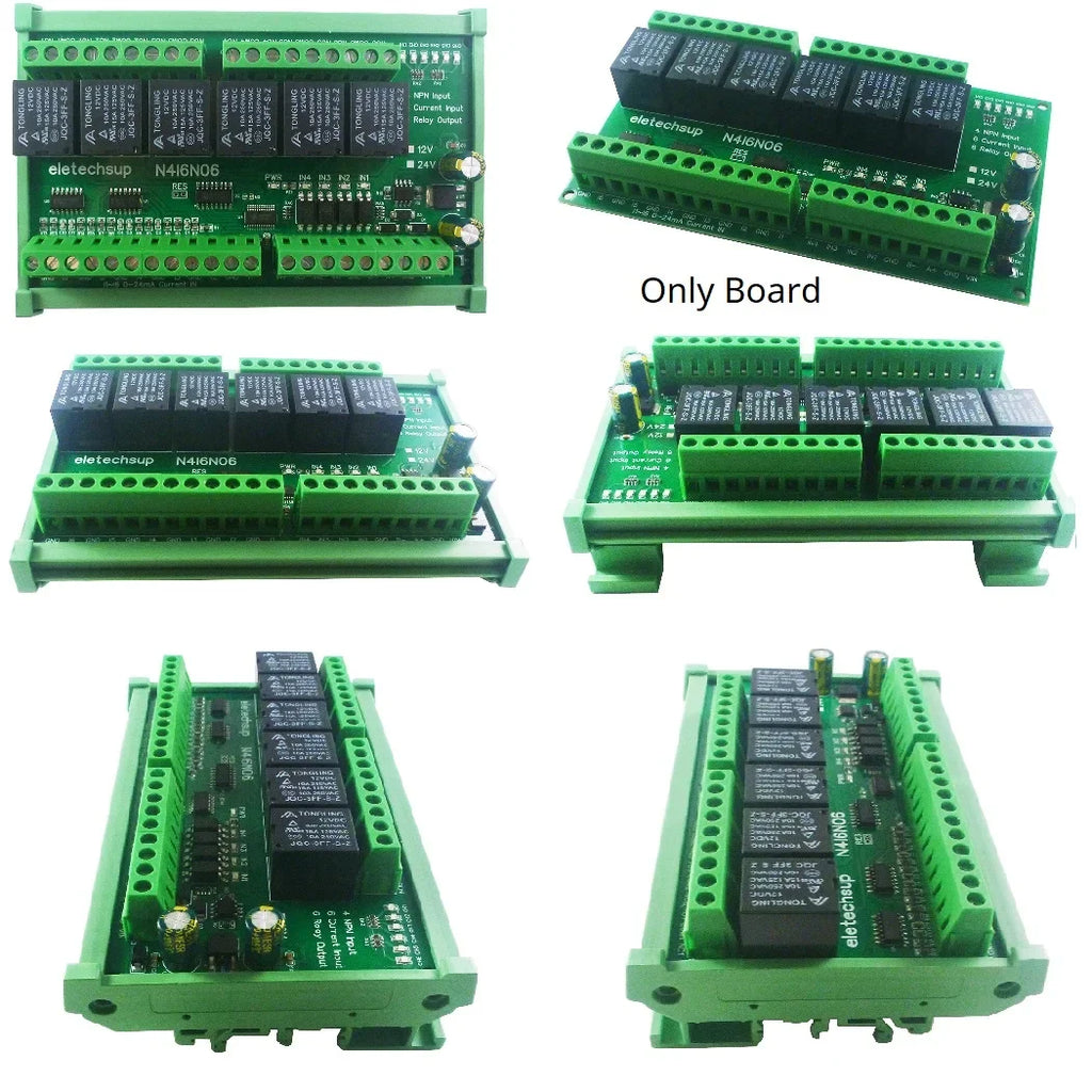 N4I6N06 DC 12V 24V 6CH 0-20MA 4-20mA Analog Input 4CH NPN Digital Input 6CH 10A Relay Output RS485 Modbus RTU IO Module
