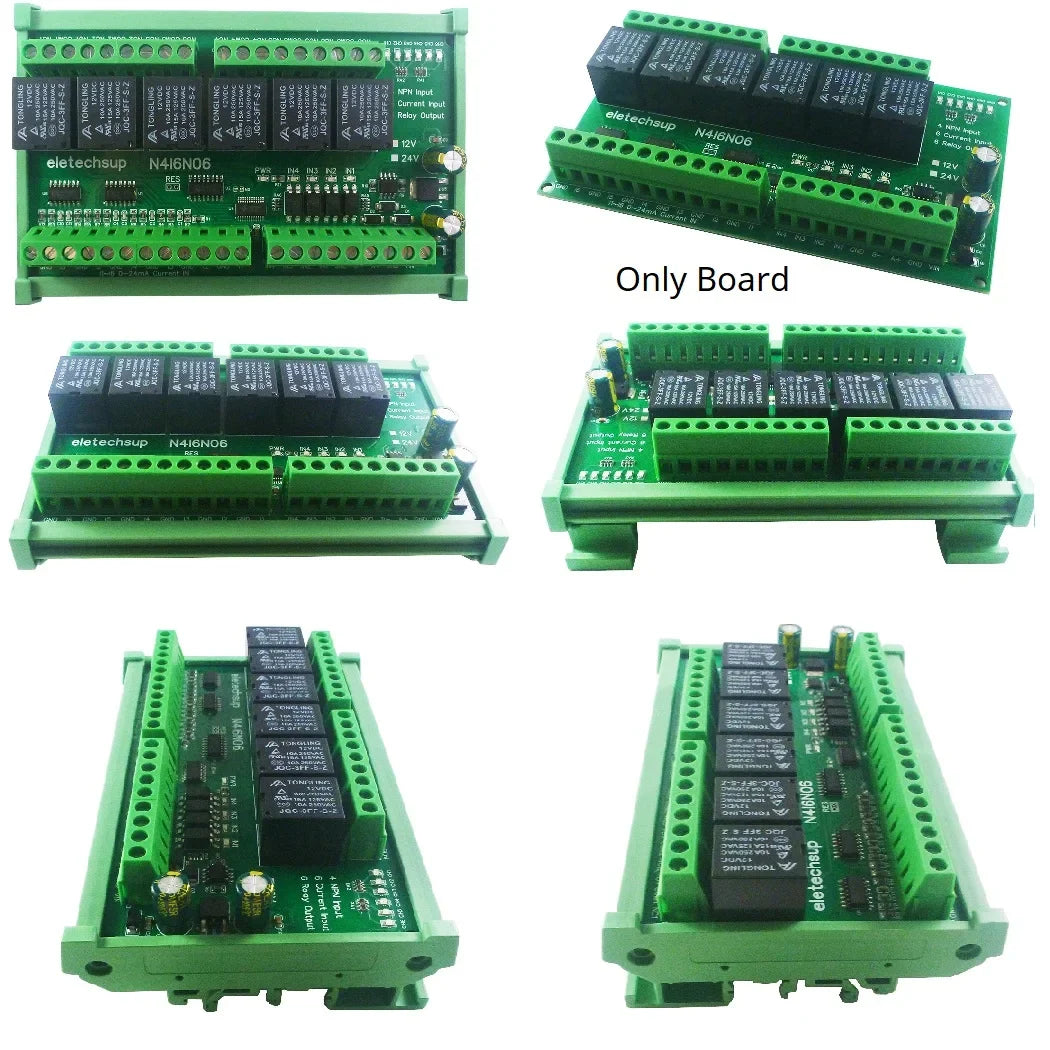 N4I6N06 DC 12V 24V 6CH 0-20MA 4-20mA Analog Input 4CH NPN Digital Input 6CH 10A Relay Output RS485 Modbus RTU IO Module