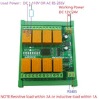 N4ROD08 8CH Modbus RTU RS485 Relay Module – 3A Multifunction DIN Rail Controller with 8 Commands for PLC HMI Smart Home