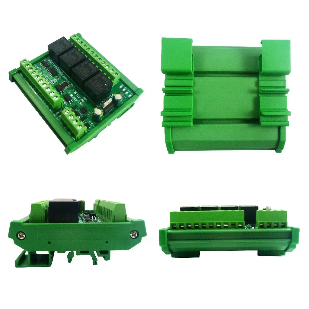 R4D7G04 2AI-2DI-20DO Multifunction Relay Module – RS485 Modbus RTU 4-20mA/0-10V Analog Input PLC IO Expansion Board 10A Output