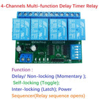 IO26G04 4CH Multifunction Delay Relay Module – DC 5V/12V/24V Timer Switch with Flip-Flop Latch Self-Locking Interlock for PLC Power Sequencer