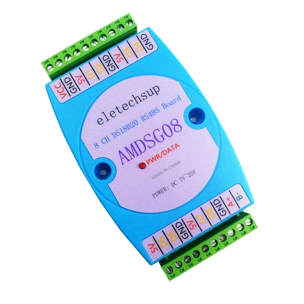 AMDSG08 8CH DS18B20 Temperature Acquisition Module – RS485 Modbus RTU with ±0.5°C Accuracy for PLC SCADA Industrial Automation