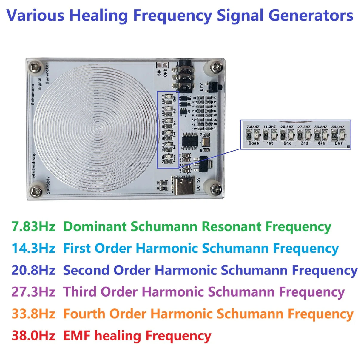 SMPSB17 7.83Hz Mini Schumann Wave Generator for Sleep | Acrylic