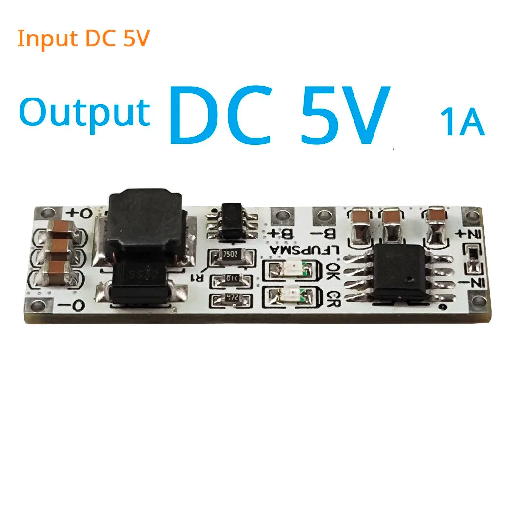 LFUPSMA 2-in-1 LiFePO4 UPS Module, 1S 3.2V Battery Charger & DC-DC Boost Converter 5V/9V/12V for 32700 18650 Solar DIY