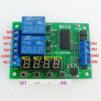 IO22A02 2CH 10A Multifunction Delay Timer Relay – DC 12V 6-Mode Programmable Timer Switch with 99H Range for PLC LED Motor Control
