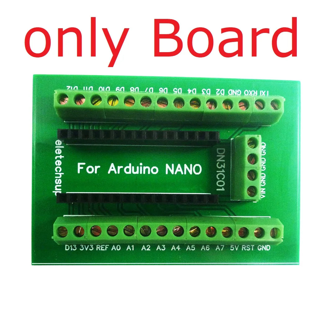 DN31C01 DIN Rail Mount Screw Terminal Adapter – 3.96mm Breakout Board for Arduino Nano V3.0 with DIN35 Rail for Industrial Control