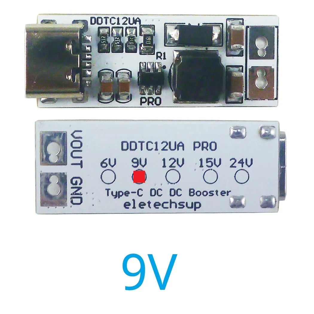 DDTC12UA_PRO Type-C to Type-C DC-DC Boost Converter 5V to 6V 9V 12V 15V 24V Step Up Voltage Regulator Module for Router Camera
