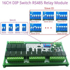 R4D3B16 16CH RS485 Modbus RTU Relay Module – DC 12V/24V Multifunction IO Expansion Board with 10A Output for PLC HMI Smart Home
