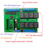 ES30E08 8DI 8DO Relay Module RS485 PLC Controller Shield for 30Pin ESP32 Development Board DC 12V 24V NPN Input