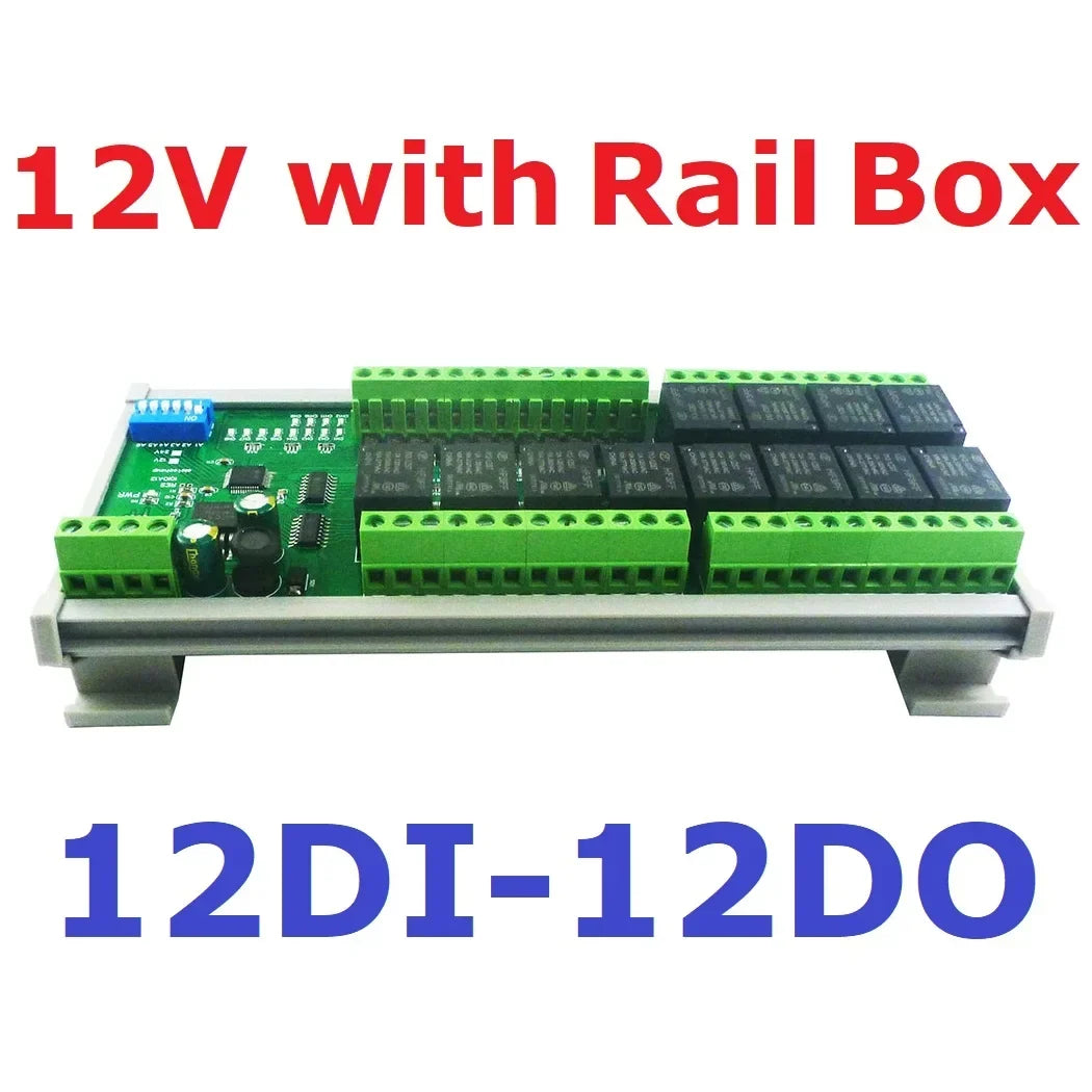DC 12V 1/2/4/8/12 Channel Isolation DI-DO PLC IO Expanding Board RS485 Relay Module 10IOA01 10IOA02 10IOA04 10IOA08 10IOA12 Modbus RTU Code 01 05 15 02 03 06 16
