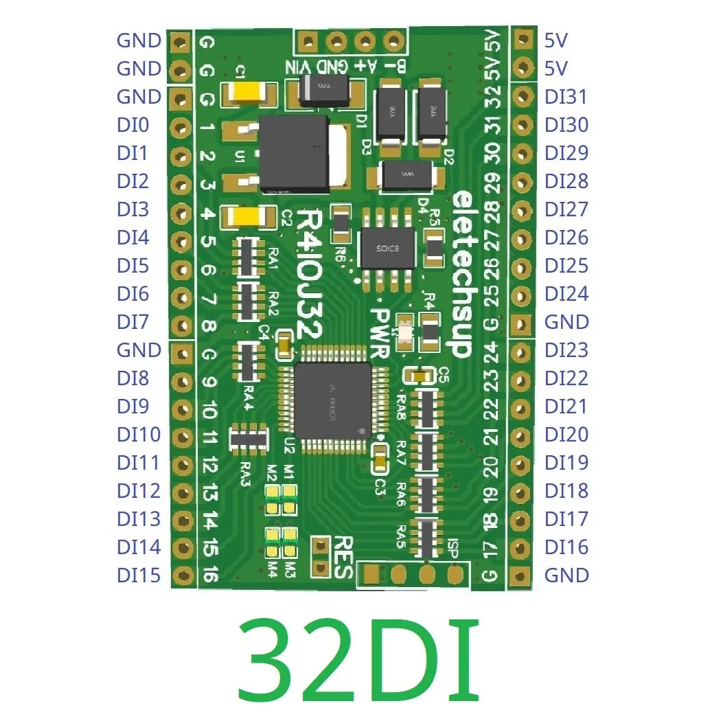 R4IOJ32 5 IN 1 32DI/32DO/16DI-16DO/8DI-24DO/24DI-8DO Modbus Rtu Digital 5V 3.3V TTL IO RS485 2.54mm Pin Core Board