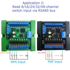 8/16/24/32/48CH Multifunction RS485 Remote IO Module – NPN/PNP DI-DO Expansion Board with DIN Rail & Modbus RTU for PLC Industrial Automation