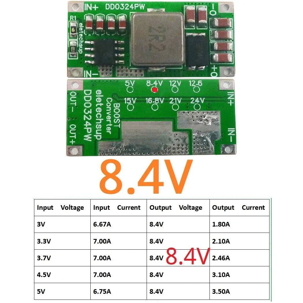 DD0324PW 25W DC-DC Boost Converter Module 3.7V 4.2V 5V Input to 5V 8.4V 12V 12.6V 15V 16.8V 21V 24V Voltage Regulator