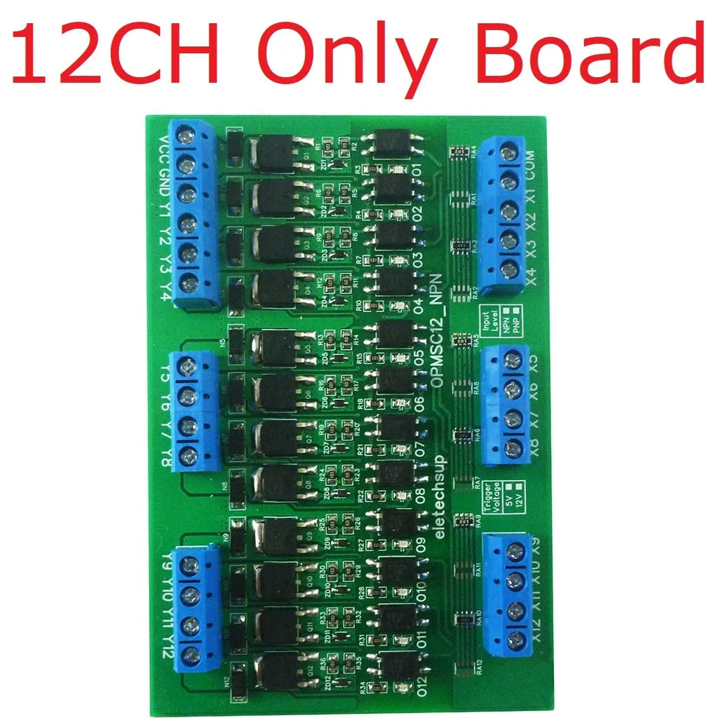 OPMSA04 OPMSB08 OPMSC12 OPMSD16 4-16CH 5A PLC Signal Amplifier Board – DC 3.3-24V NPN/PNP Logic Level Converter with Opto-Isolation & MOS Output for Industrial Automation