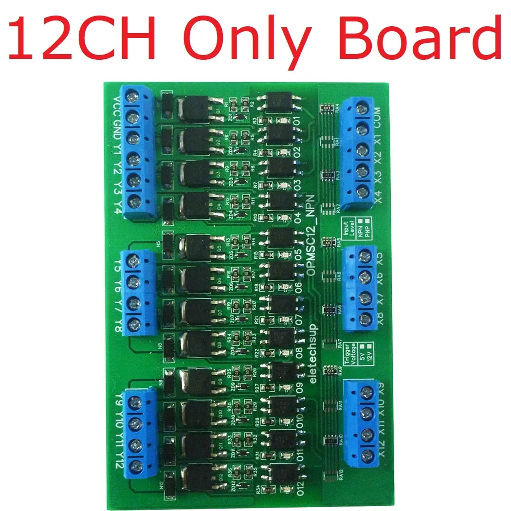 OPMSA04 OPMSB08 OPMSC12 OPMSD16 4-16CH 5A PLC Signal Amplifier Board – DC 3.3-24V NPN/PNP Logic Level Converter with Opto-Isolation & MOS Output for Industrial Automation