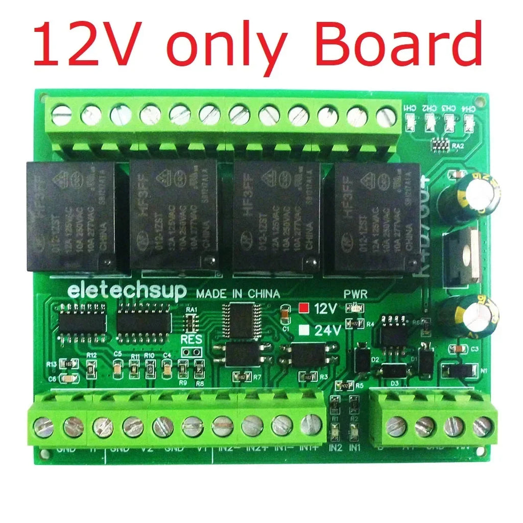 R4D7G04 2AI-2DI-20DO Multifunction Relay Module – RS485 Modbus RTU 4-20mA/0-10V Analog Input PLC IO Expansion Board 10A Output