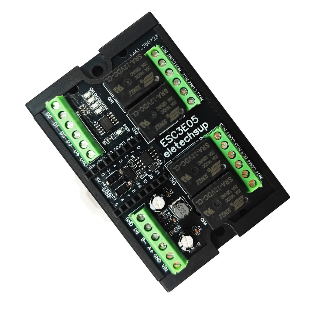 ESC3E05 4-Channel Relay Module for ESP32-C3 Super Mini, RS485 Modbus RTU, Wi-Fi BLE IoT Controller, Simple PLC Shield for Arduino