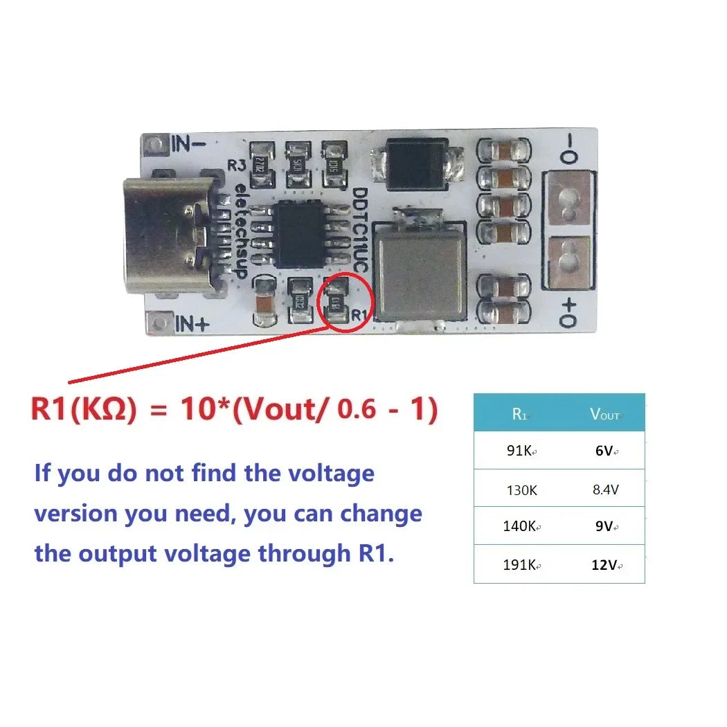 DDTC11UC 14W Type-C 5V to 6V 8.4V 9V 12V Step-Up DC-DC Boost Converter Voltage Regulator Module for DIY Arduino Mobile Charger