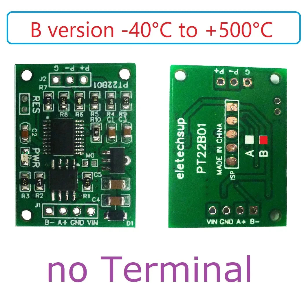 PT21A01 PT22B01 RS485 PT100 RTD Temperature Module – -40~500°C 1-Channel Modbus RTU Sensor Board for PLC SCADA Industrial Automation