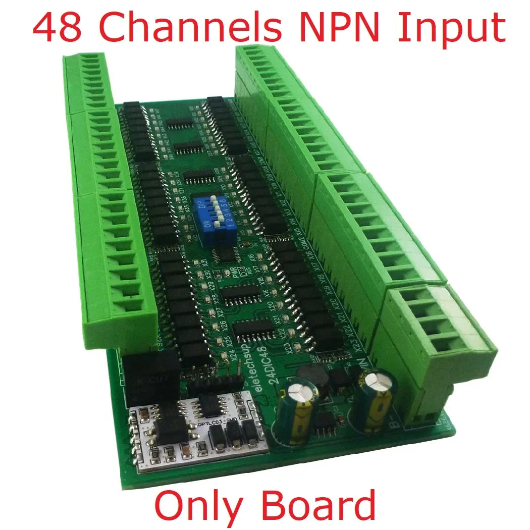 24DIA16 24DIB32 24DIC48 16-48CH Digital Input Module – NPN/PNP Switch PLC IO Expansion Board with 3000VDC Isolation RS485 Modbus RTU
