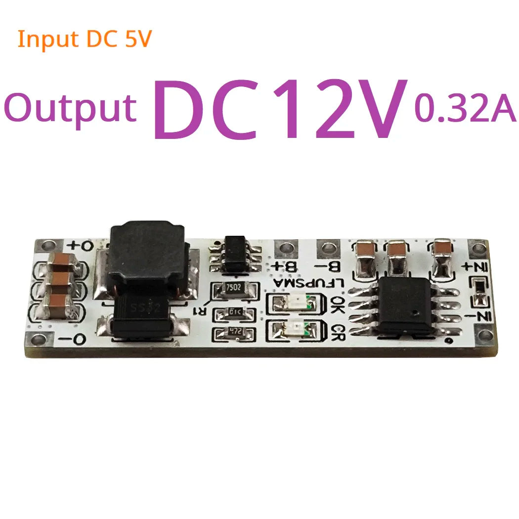 LFUPSMA 2-in-1 LiFePO4 UPS Module, 1S 3.2V Battery Charger & DC-DC Boost Converter 5V/9V/12V for 32700 18650 Solar DIY