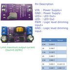 LD2740SC 80W High-Power LED Driver Module – DC 4-27V 1-4A Step-Down Constant Current Board with PWM Dimming for Solar Emergency Lights Automotive DRL