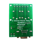N228D02 2CH RS232 Relay Module – DC 12V/24V DB9 Serial Port Switch Board with 10A Output for PC PLC Motor LED PTZ Control