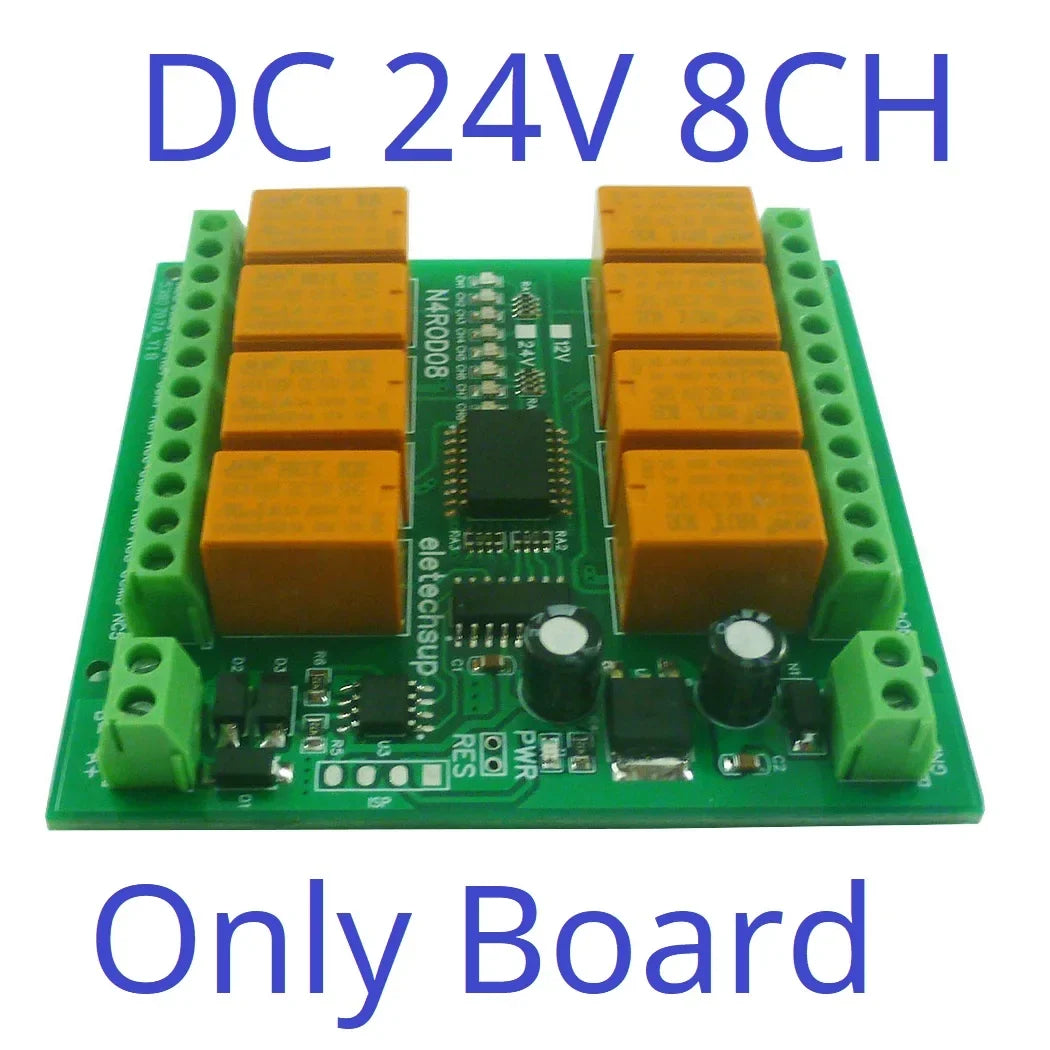 N4ROD08 8CH Modbus RTU RS485 Relay Module – 3A Multifunction DIN Rail Controller with 8 Commands for PLC HMI Smart Home