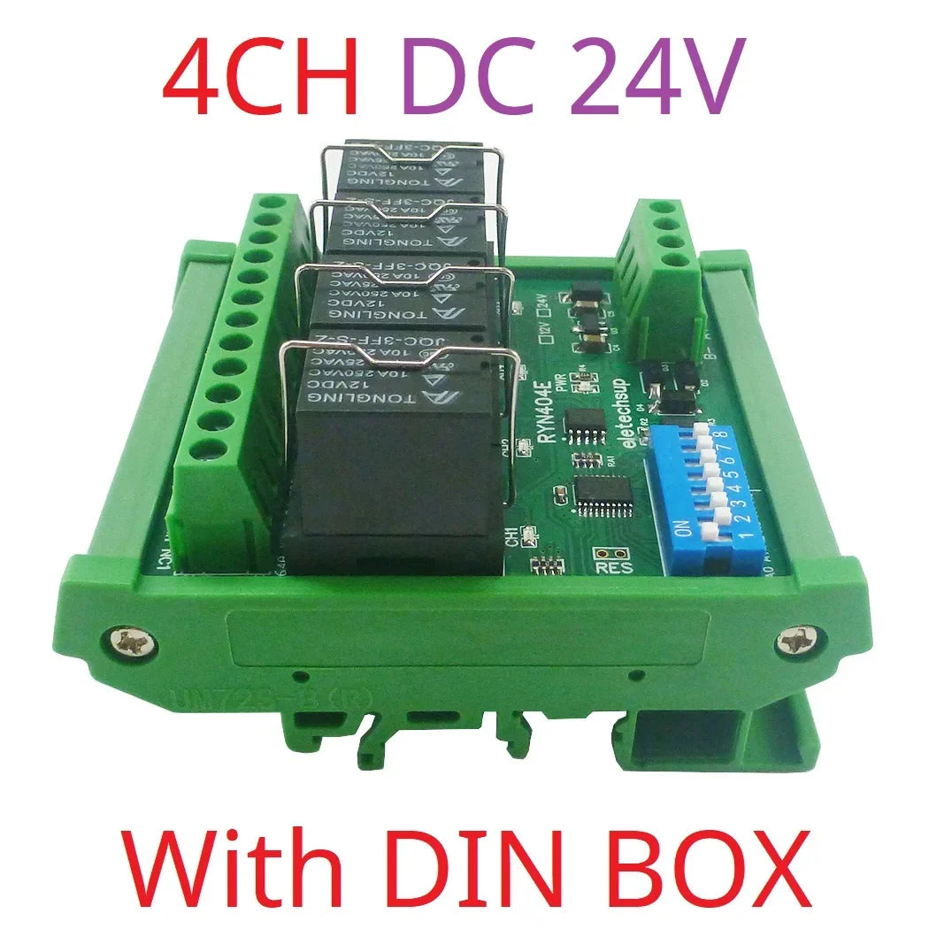 T73 Plug-in Relay Module – RS485 Modbus RTU Remote IO Controller with Momentary Latching Interlock Delay Switch for DIY Smart Home RYN404E RYN408F