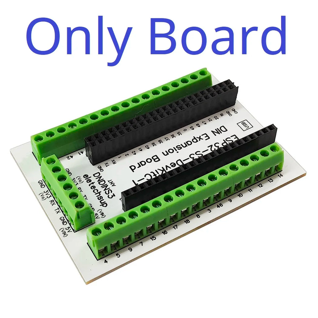 DNDINS3 ESP32-S3 Screw Terminal Expansion Module DIN Rail Mount Adapter 3.96mm 26-16AWG Wire Range Industrial IoT DIY