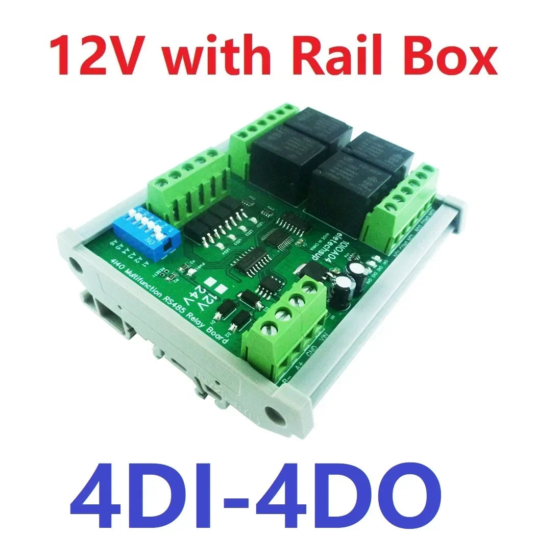 DC 12V 1/2/4/8/12 Channel Isolation DI-DO PLC IO Expanding Board RS485 Relay Module 10IOA01 10IOA02 10IOA04 10IOA08 10IOA12 Modbus RTU Code 01 05 15 02 03 06 16