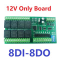 DC 12V 1/2/4/8/12 Channel Isolation DI-DO PLC IO Expanding Board RS485 Relay Module 10IOA01 10IOA02 10IOA04 10IOA08 10IOA12 Modbus RTU Code 01 05 15 02 03 06 16