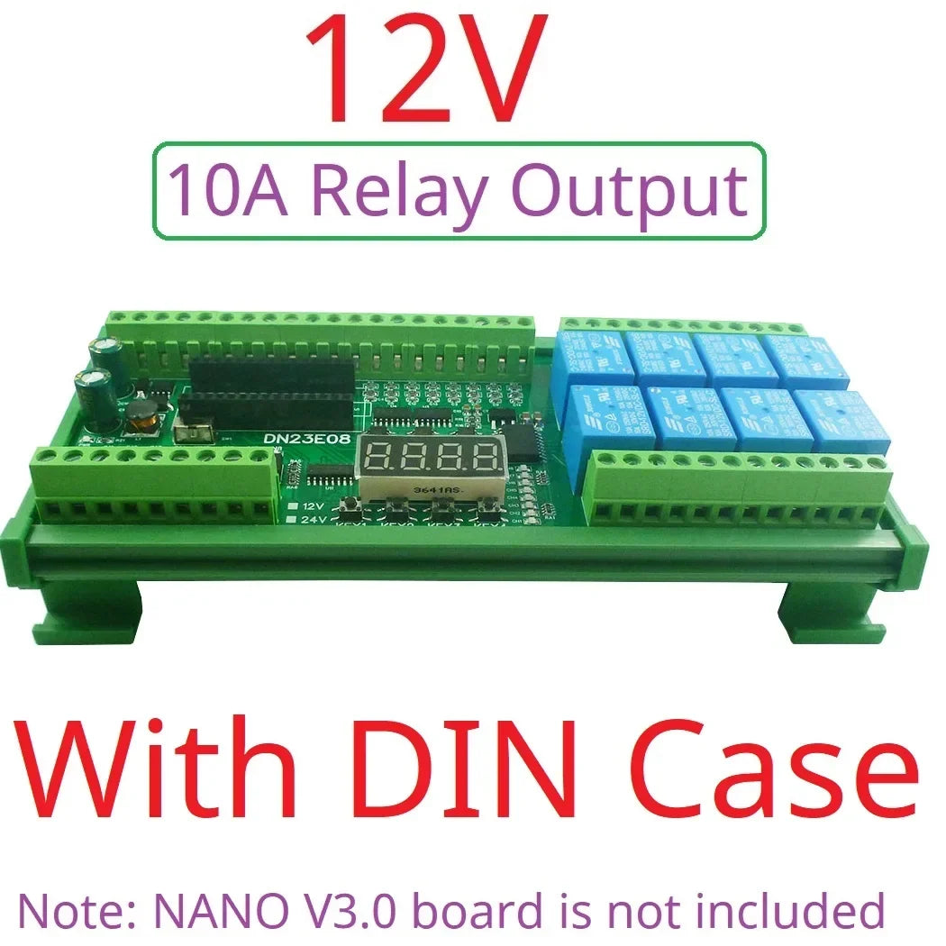 DN23E08 DN24F08 8DI-8AI-8DO IO Expansion Board for Arduino Nano V3.0 – RS485 Modbus RTU PLC Module with 4-20mA/0-10V Analog Input
