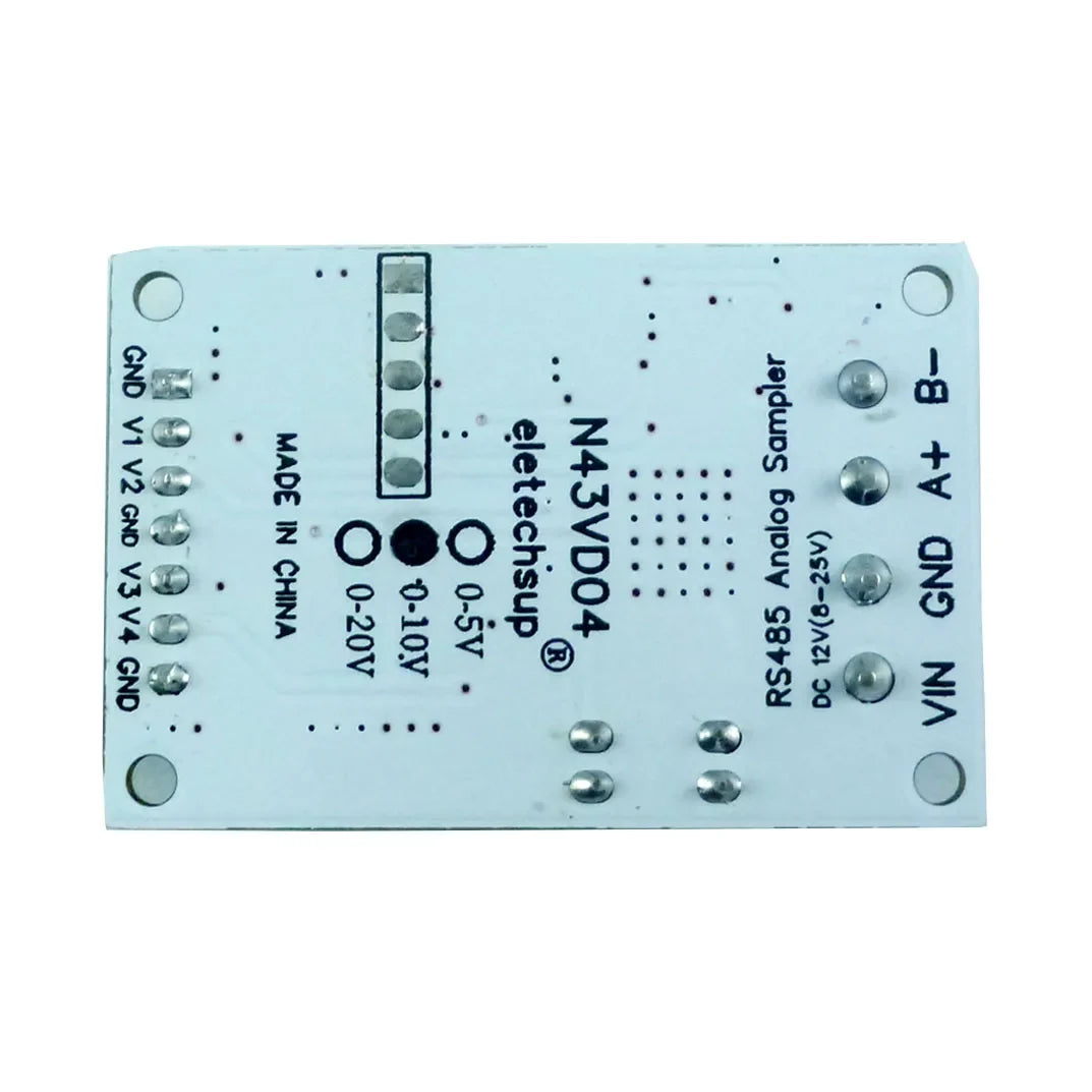N43VD04 N43IC04 4CH 4-20mA/0-10V Analog Input Module – RS485 Modbus RTU ADC Data Acquisition Board for PLC SCADA Industrial Automation