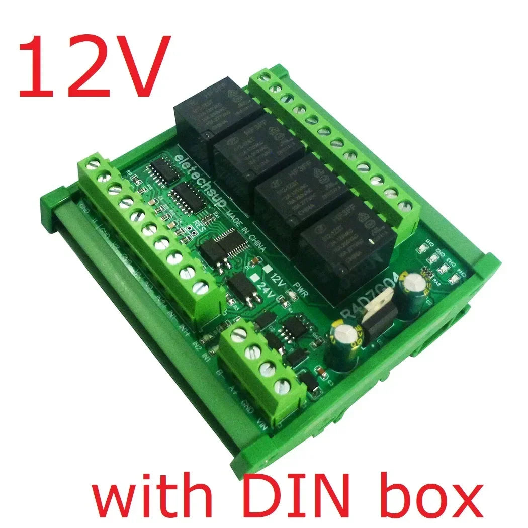 R4D7G04 2AI-2DI-20DO Multifunction Relay Module – RS485 Modbus RTU 4-20mA/0-10V Analog Input PLC IO Expansion Board 10A Output