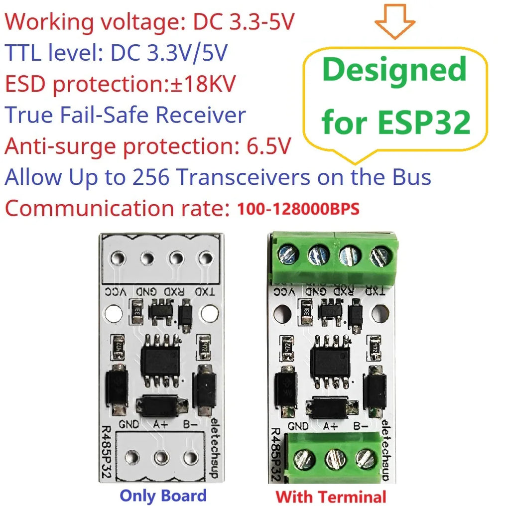 R485P32 ESP32 RS485 Interface Expander Smart Home IOT DIY Master-Slave Module 485 TO TTL 232 Converter for Solar inverters Smart Meters