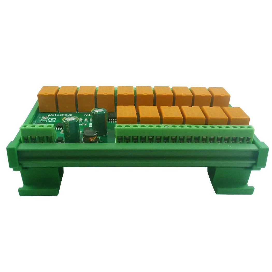 N4D3E16 16CH RS485 Modbus RTU Relay Module – DC 12V/24V Digital Output Board with 10A SPDT Contacts for PLC IO Expansion