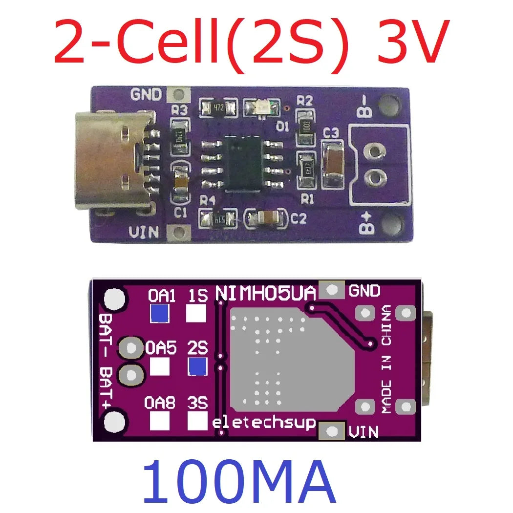 Type-C 1S 2S 3S NiMH Charger Module 1.5V/3V/4.5V CC/CV DC-DC NIMH05UA