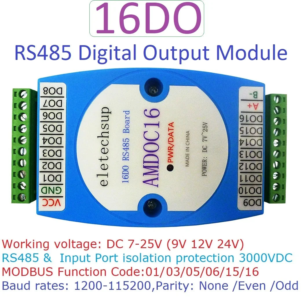 AMROD08 AMDOC16 AMDIB16 AMIOA08 8DI-8DO/16DI-16DO RS485 Modbus RTU PLC Expansion Board – DC 9-24V Isolated Digital I/O with 3000VDC Protection