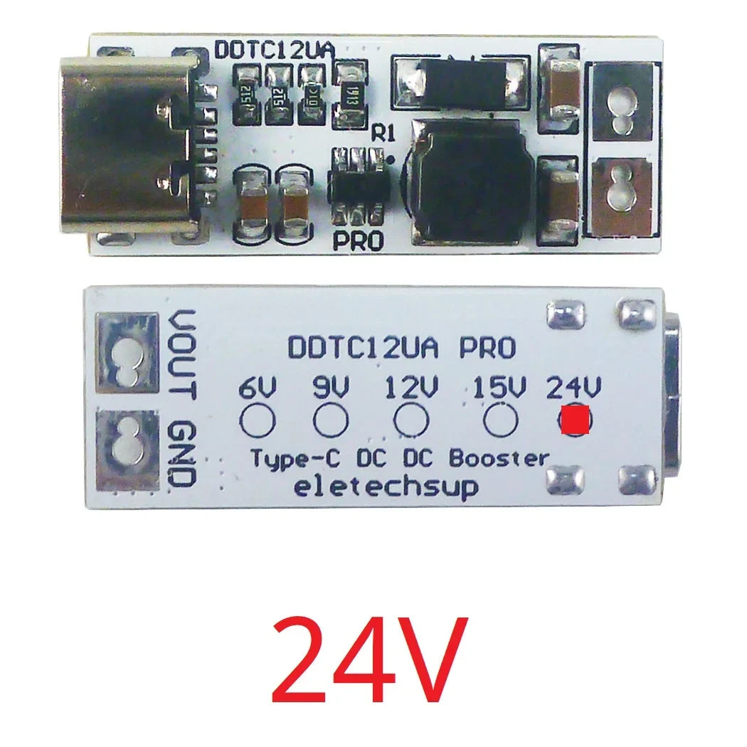 DDTC12UA_PRO Type-C to Type-C DC-DC Boost Converter 5V to 6V 9V 12V 15V 24V Step Up Voltage Regulator Module for Router Camera